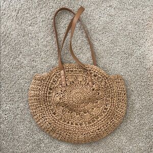 Brown Woven Tote Bag